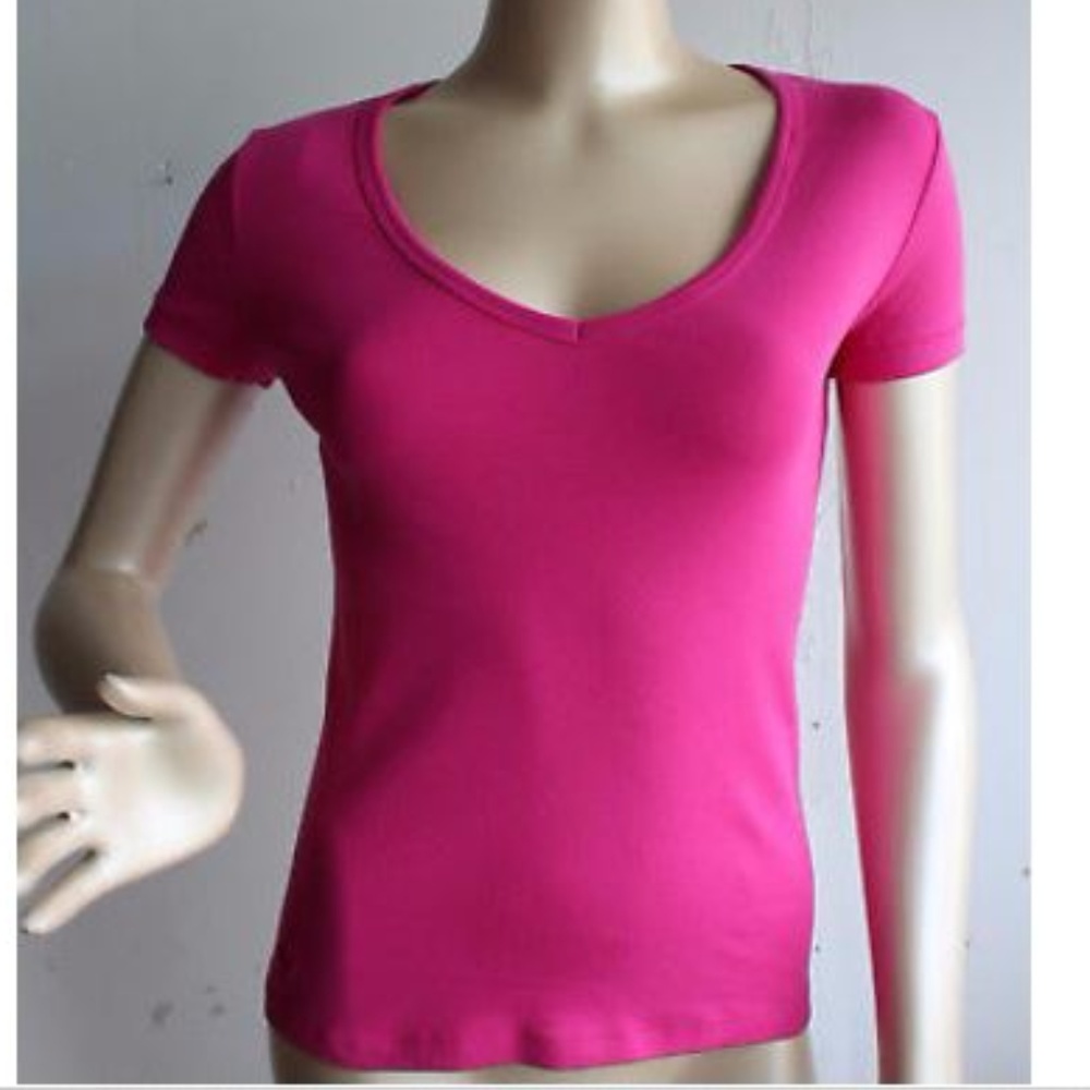 Lilly Pulitzer Pink V Neck Cotton Tee Shirt Top - Picture 1 of 4